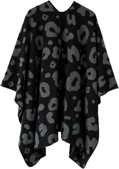 Women's Vintage Pattern Open Front Poncho Cape Shawl Winter Shawl Wraps