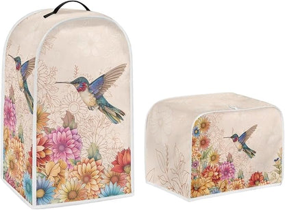 Hummingbird Appliance Covers Set Washable Kitchen Blender Dust Cover Flower Bread Maker Toaster Cover 4 Slice Kitchen Accessories