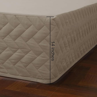 Queen Bed Skirt-Box Spring Cover with 14 Inch Tailored Drop,Wrinkle and Fade Resistant Hotel Wrap Around Bed Skirts,Bed Frame Cover (Checkered Light Khaki, Queen)