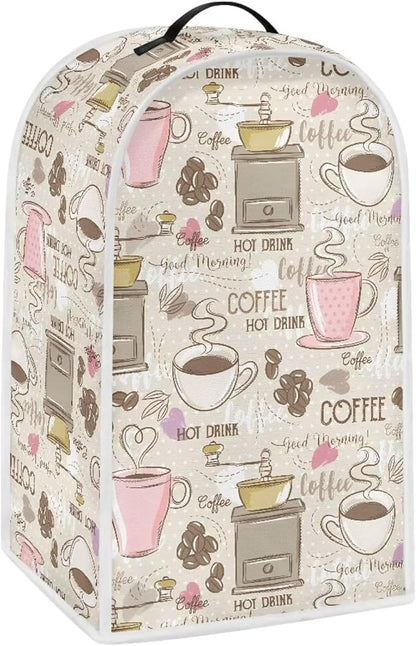 Talayituse Coffee Print Blender Dust Cover with Handle, Stand Mixer or Coffee Maker Appliance Cover Anti Fingerprint Dust Proof Stain Resistant Blender Cover for Home Kitchen