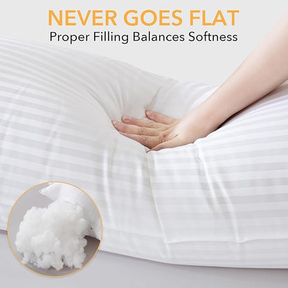Oubonun Premium Striped Body Pillow, Breathable Cooling Cotton Cover, Soft and Fluffy 3D Down Alternative Microfiber Filled, Long Bed Pillow for Side Sleepers, 20"x54"