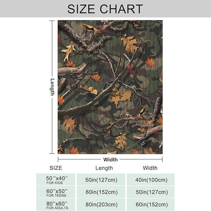 Classic Forest Camo Throw Blanket for Couch, Super Soft Fuzzy Throws Warm Comfortable Plush Fleece Blanket, Fashion Decorative Flannel Fleece Blanket for All Season(60 x 80 in, Forest Camo)