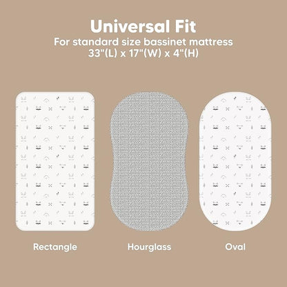 2-Pack Baby Bassinet Sheets Girl, Boy - 33x17 Viscose Derived from Bamboo Bedside Mattress Fitted Bassinet Sheets, Compatible with Halo Bassinest Swivel Sleeper, Baby Delight, Graco (Nordic)