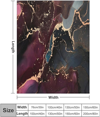 Modern Marble Blanket, Abstract Luxury Baroque Golden Purple Blue Stone Veins Pattern Soft Warm Cozy Plush Flannel Covers for Livingroom Bedroom Couch Chair Camping Travel Home Decor Tapestry 30x40in