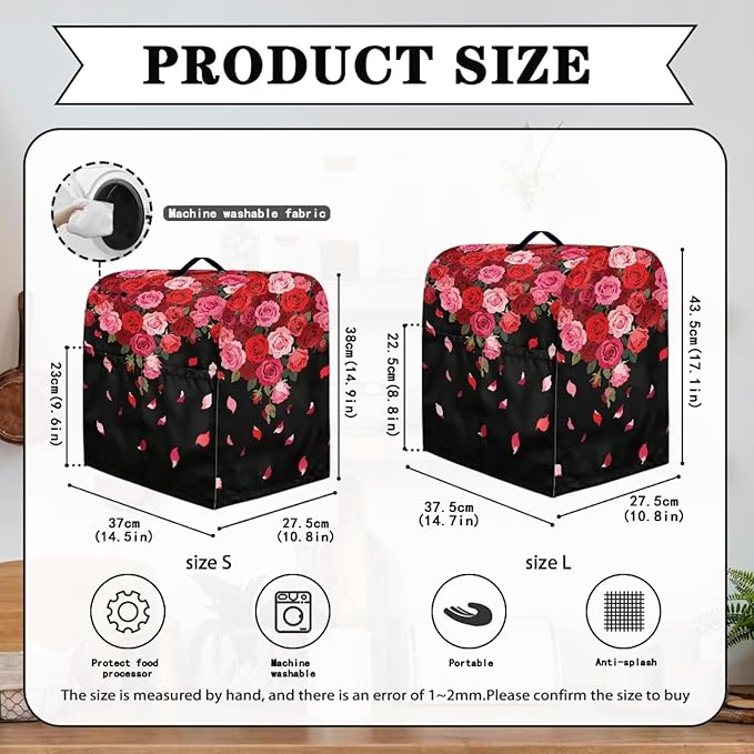 Stand Mixer Covers Protector Red Rose Print Stand Mixer Dust Covers Fit Kitchen Aid Mixer 4.5-8 Quart Mixer Valentine's Day Home Kitchen Decor Appliance Covers