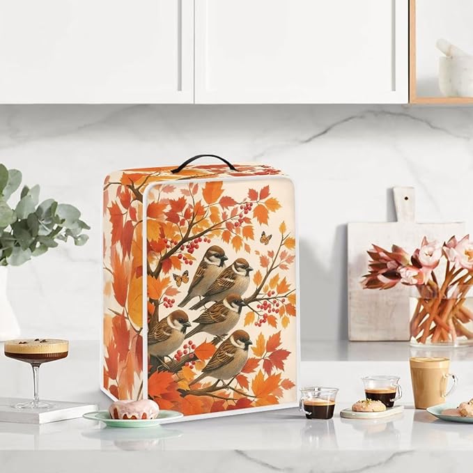 Coffee Maker Cover with Handle Maple Cardinal Dust Protection Washable Foldable Christmas Appliance Cover