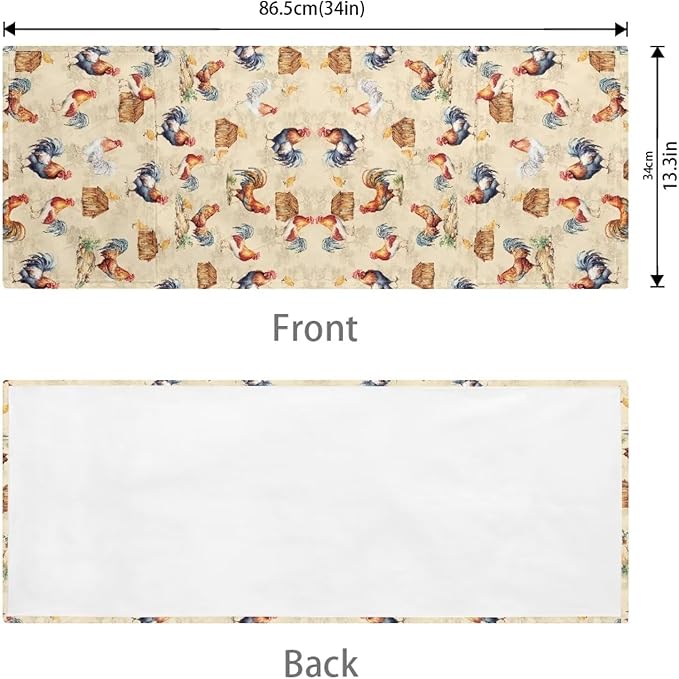 ZFRXIGN Vintage Chicken Microwave Oven Cover Dustproof Top Cover Linen Toaster Cover Kitchen Appliance Protector Decorative Dust Proof Cover Farmhouse Rooster, 24313 P59-S-0309