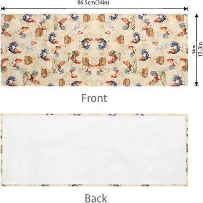 ZFRXIGN Vintage Chicken Microwave Oven Cover Dustproof Top Cover Linen Toaster Cover Kitchen Appliance Protector Decorative Dust Proof Cover Farmhouse Rooster, 24313 P59-S-0309