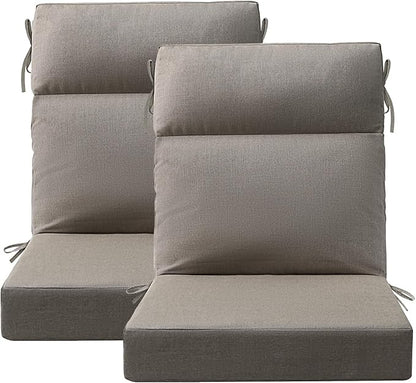 Sunbrella Outdoor High Back Chair Cushion Seat Pads, 44 x 21 Inch Water-Repellent & Fade-Resistant Patio Furniture Cushions with Ties for Adirondack, Rocking Chairs, Cast Shale