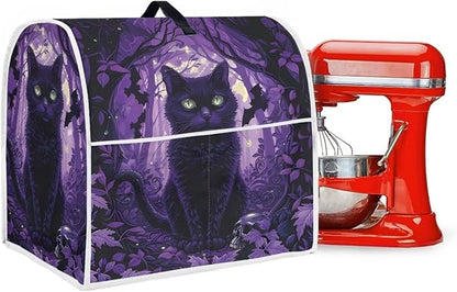 Black Cat Stand Mixer Cover Washable Kitchen Appliance Cover for 6-8 Quart Mixers Dustproof & Oilproof Food Processor Covers for Home Aid Mixers Accessories Halloween Kitchen Decor