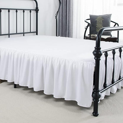 Bed Skirt Ruffled Bed Skirt with Split Corners, 18 Inch Drop Dust Ruffle Bed Skirts with Platform, White, Twin Size