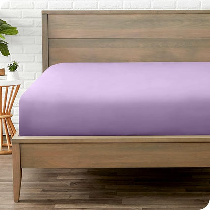 Bare Home Fitted Bottom Sheet Twin XL Size - Premium 1800 Microfiber - Ultra-Soft Hotel Luxury - Deep Pocket - Durable and Long Lasting (Twin XL, Lavender)
