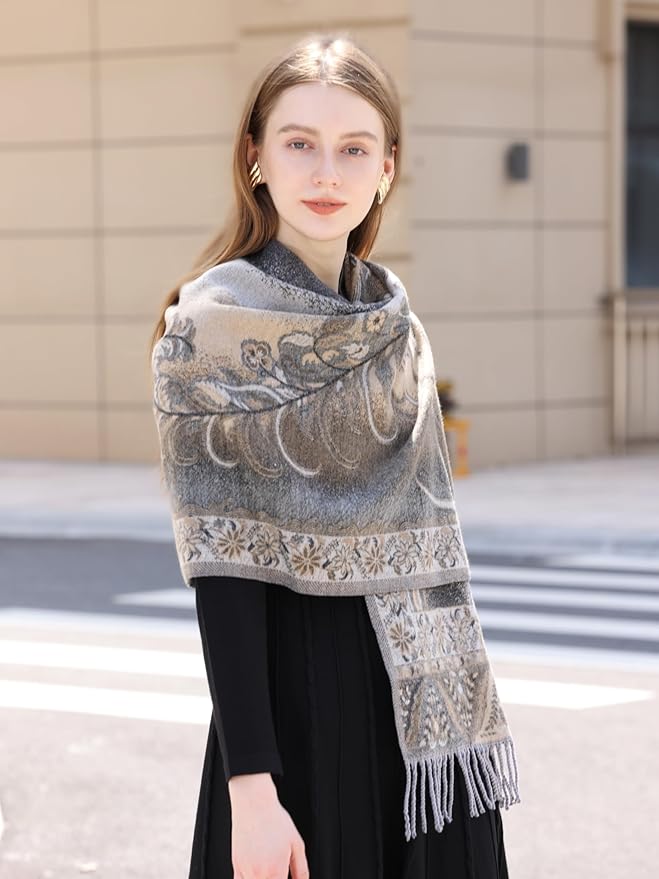 Wander Agio Warm Fashion Scarf Long Shawl Large Blanket Winter Wraps Scarves for Women Cashmere Jacquard Vintage Paisley