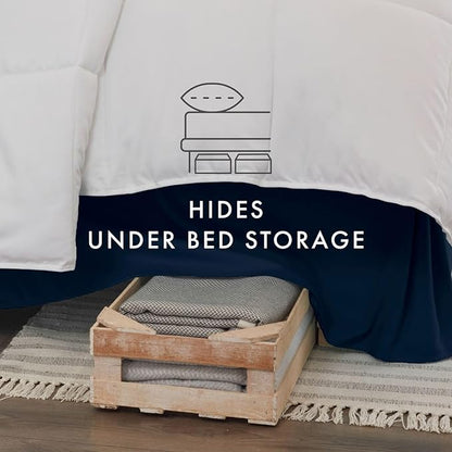 Linen Market Bed Skirt - Ultra Soft Microfiber - Easy Fit with 14 Inch Tailored Drop - Hotel Quality, Shrinkage & Fade Resistant - Bed Cover - Twin Bed Skirts - Bedroom Décor - (Twin, Navy)