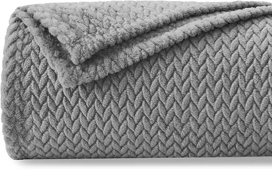 NEWCOSPLAY Super Soft Throw Blanket Grey Premium Silky Flannel Fleece Leaves Pattern Lightweight Bed Blanket All Season Use (Grey, Throw(50"x60"))