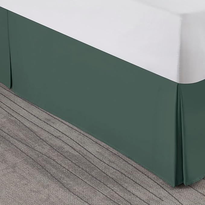 Nestl Forest Green Full XL Bed Skirt - Full XL Size Bed Skirt 14 Inch Drop - Brushed Microfiber Bed Skirts - Hotel Quality Pleated Bed Skirt - Shrinkage & Fade Resistant