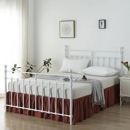 Bed Skirt Queen Size Ruffled Bed Skirt with Split Corners, 12 Inch Drop Dust Ruffle Bed Skirts with Platform, 12'' Queen, Rust
