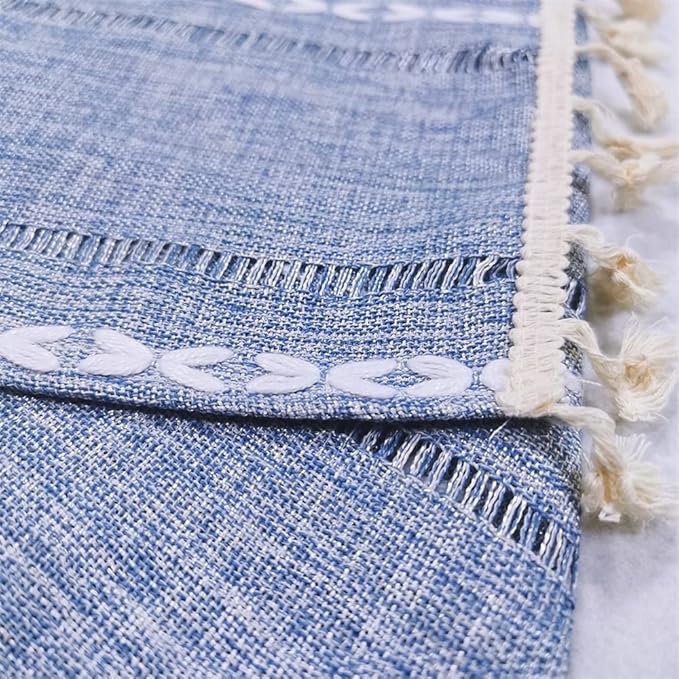Simple Bedside Table Tassel Cover Cloth, Tablecloth Towel, Suitable for TV Microwave Washing Machine Refrigerator Dust (15.7 * 35.4 inches,Grey Blue)