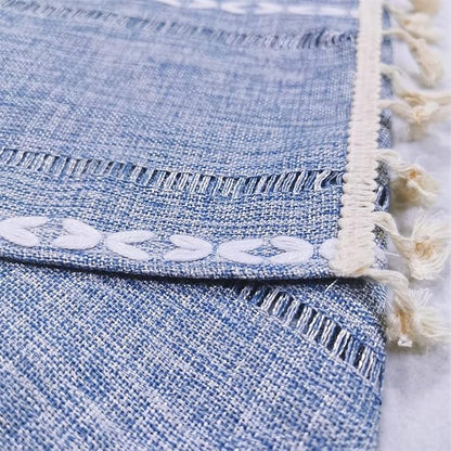 Simple Bedside Table Tassel Cover Cloth, Tablecloth Towel, Suitable for TV Microwave Washing Machine Refrigerator Dust (15.7 * 35.4 inches,Grey Blue)