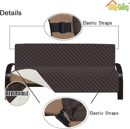 Easy-Going Futon Slipcover Reversible Sofa Cover Armless Couch Cover Water Resistant for Pets, Kids, Children, Dog, Cat (Chocolate/Ivory)