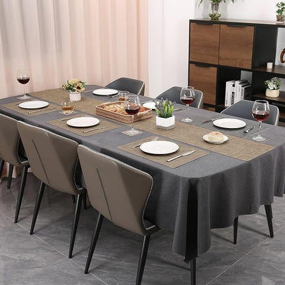 Table Runners 55 Inches Long, Dual-Sided Faux Leather Farmhouse Table Runner Waterproof Heatproof Non-Slip for Living Room Party Home Decor Holiday Decorations(Gray Beige, 15 x 55 Inch)