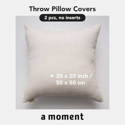 a moment Pack of 2 Decorative Chenille Throw Pillow Covers with Twill Cushion Covers for Sofa Living Room Couch Bed 20x20 Inch Raw White