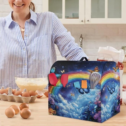Kitchen Aid Mixer Cover Starry Rainbow Dust Cover with 2 Pocket and Handle, Waterproof Polyester, Multicolor