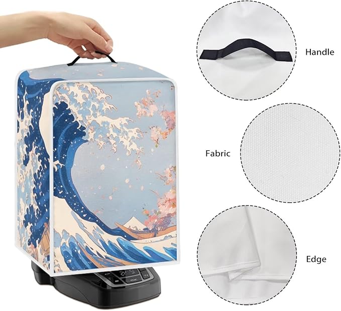 Coffee Maker Cover For Kitchen With Top Handle Waterproof Dust Appliance Cover Suitable For Most Coffee Machine Models The Great Wave off Kanagawa