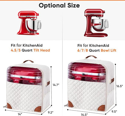 BAGSPRITE Stand Mixer Cover with Appliance Sliders Base Compatible with KitchenAid Mixer-Storage Bag for 6/7/8 Quart with Pockets for Kitchen Aid Accessories and Attachments