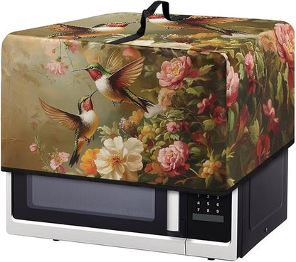 Microwave Oven Dust Cover, Hummingbird Polyester Waterproof Microwave Dust Cover Oil Proof Microwaves Ovens Covers Decorative Kitchen Appliance Covers for Air Fryer Toaster