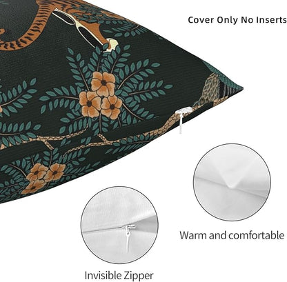 NBFKDO Pillow Cover,Tiger and Peacock (1) Throw Pillow Case Modern Cushion Cover Square Pillowcase Decoration for Sofa Bed Chair Car