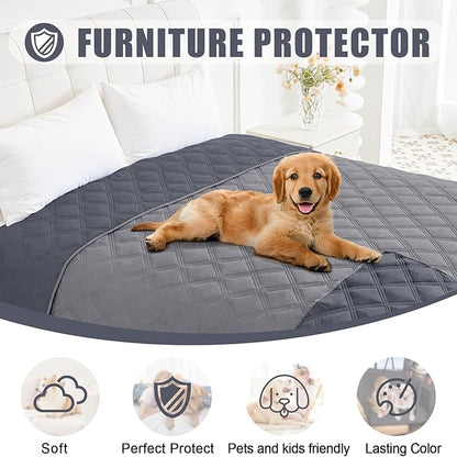 Smiry Waterproof Dog Bed Cover Blanket 40x90, Soft Reversible Pet Blanket, Washable Leakproof Cats Dogs Couch Cover for Sofa, Couch, Furniture, Lattice, Grey/Dark Grey