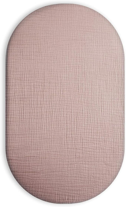 Bassinet Sheet for Baby Boy and Girl, Fitted Sheets for Rectangle, Oval, Hourglass Bassinet Mattress, Muslin Moses Basket Sheets with Neutral Style (Vintage Taupe)