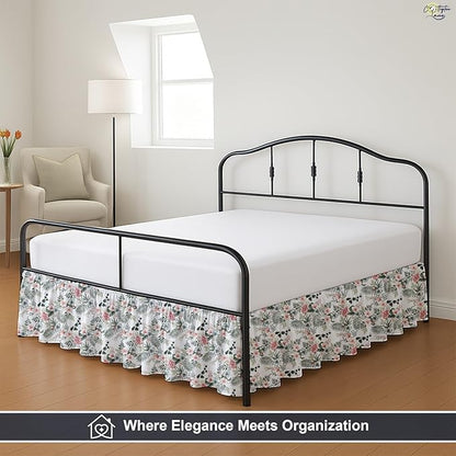 Cottington Lane Ruffled Bed Skirt Queen Size with Split Corner, Brushed Microfiber Hotel Quality Dust Ruffle, 21 Inch Drop Gathered Bedskirt, Soft, Stylish, Shrink & Fade Resistant, Petal Dream
