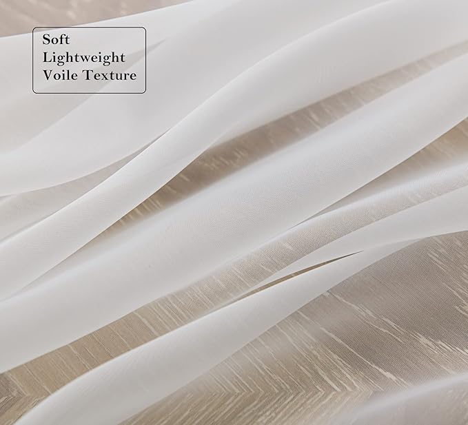 PI Outdoor Sheer Curtains Panels,Grommet Top Casual Voile Sheer Draperies for Yard/Porch 2 Panels (W52 X L95, Ivory)