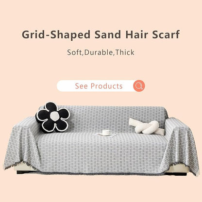 Grey Couch Cover Blanket Cute Geometrical Jacquard Washable Sofa Cover for Extra Large Furniture for 3 Cushion Sofa L Shaped Sectional Couch Blanket 71"x 134"