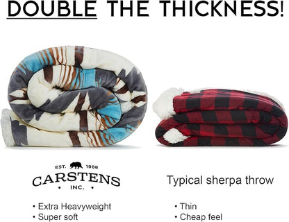 CARSTENS, INC. Wrangler Ultra Premium Super Soft Plush Sherpa Fleece Oversized Throw Blanket 54" x 68", Lone Mountain