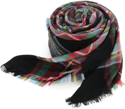 American Trends Women's Cozy Warm Winter Fall Blanket Scarf Stylish Soft Chunky Checked Giant Scarves Shawls
