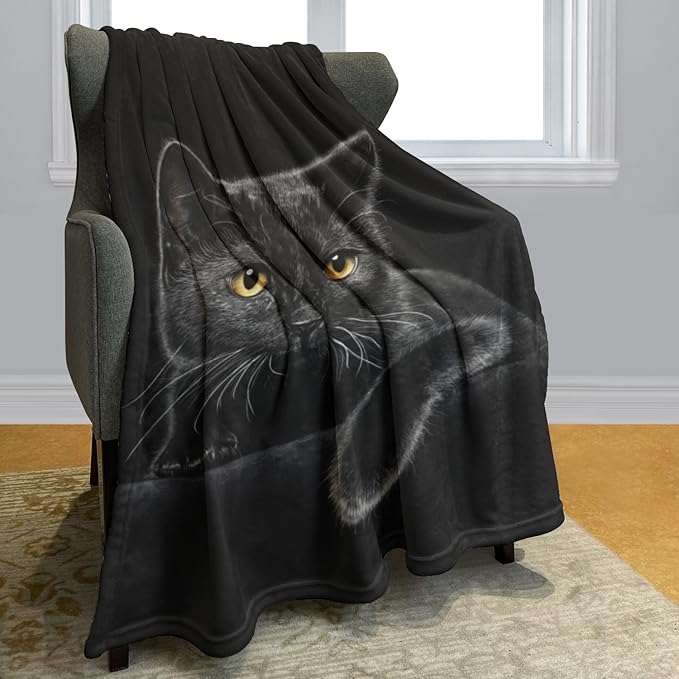 HommomH Black Cat Blanket for Women Girls, Cat Lover Gifts, Soft Fleece Throw Blankets for Sofa Couch Bed, Cozy Home Decor for Bedroom Living Room, 40" x 50"