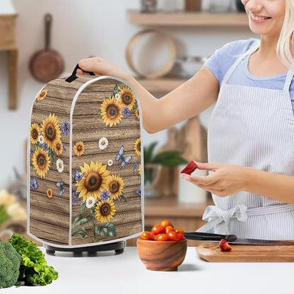 Sunflower Print Dust Cover for Blender Wood Design Blender Covers Stain Resistant Food Processor Dust Covers Washable Appliance Cloth Protector with Top Handle 2025