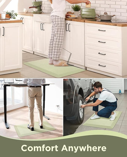 Ophanie Kitchen mats for Floor, 3/4 inch Thick, Kitchen Rugs, 20''x48'' Anti Fatigue Standing Cushioned Mat, Waterproof,Comfort Ergonomic mat for Office, Home, Sink, Sage Green Non-Slip Bottom