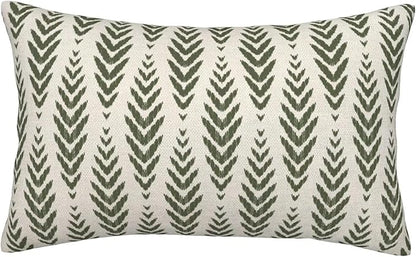 Sage Green Boho Pillow Covers 12 x 20 Inch Pack of 2, Bohemian Ethnic Herringbone Pattern Decorative Throw Pillow Covers Vintage Linen Farmhouse Outdoor Pillowcase for Bedroom Home Sofa Decor