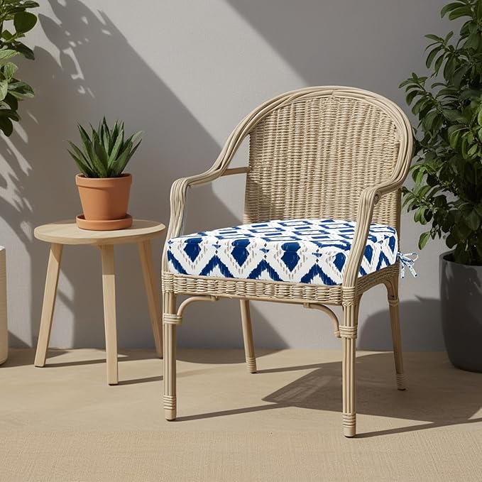 idee-home Outdoor Chair Cushions Set of 4, Thick 19" x 19" x 3" Outdoor Seat Cushions Patio Furniture Waterproof with Ties, Dining Pads