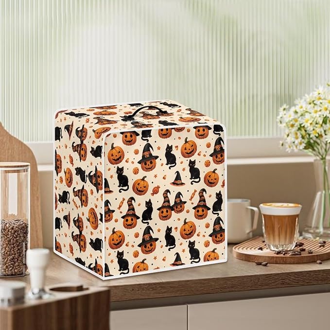 Halloween Coffee Maker Cover, Universal Waterproof Dustproof Coffee Machine Protector for Small Kitchen Appliance