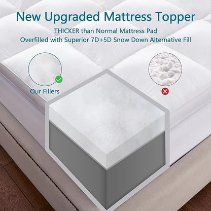 CHOKIT King Mattress Topper, Extra Thick Pillow Top Mattress Pad for Back Pain Relief, Cooling Bed Topper Mattress Cover with 8-21 Inch Deep Pocket