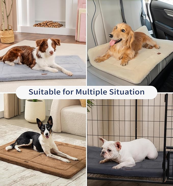 MADE 4 PETS Dog Crate Pad Bed for Extra Large Dogs, Washable & Reversible, Anti-Slip Kennel Mat for Cozy Sleeping, Soft Fluffy Dog Bed for Indoor & Outdoor Use, 48"x30", Gray