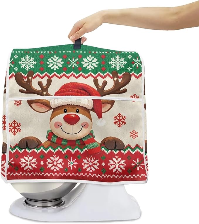 Christmas Stand Mixer Cover 4.5-5 Quart Kitchen Mixer Cover Washable Food Processor Protective Covers Dust Protection Insulated Kitchen Decoration Gift for Christmas
