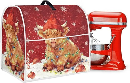 Highland Cow Stand Mixer Cover Dust Protective Christmas Stand Mixer Covers For Kitchen Aid 4.5-5 Quart Mixers Dustproof Cloth Cover for Small Appliance Protector Gift for Friends