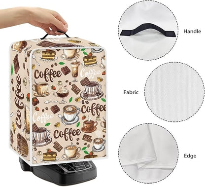 Mumeson Coffee Cup Design Coffee Maker Cover Stain Resistant Washable Covers with Handle Home Appliance Dust Cover for Home Kitchen Decor, Large