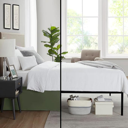 Nestl Olive Green Full Bed Skirt - Full Size Bed Skirt 14 Inch Drop - Brushed Microfiber Bed Skirts - Hotel Quality Pleated Bed Skirt - Shrinkage & Fade Resistant